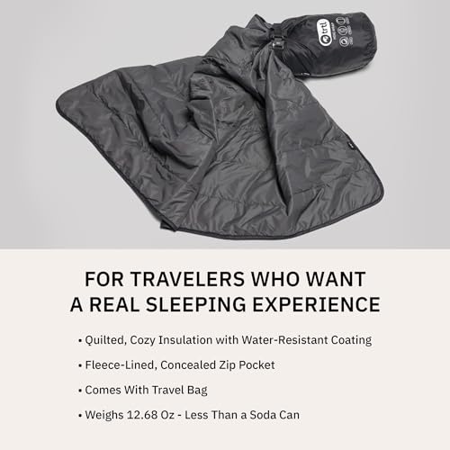 trtl Mini Wrap Compact Travel Blanket - Quilted Insulation - Convenient, Packable Blanket - Comes with Roll-Top Bag - Features a Secure Pocket - Image 4