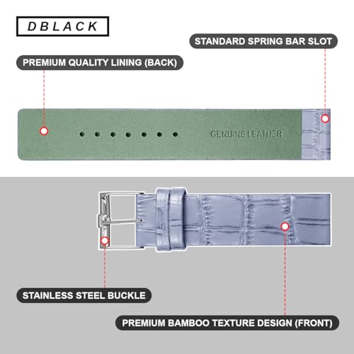 Image of DBLACK ''TNDS1'' Slim Leather Watch Strap, Minimalist style and a Bamboo-texture Design Belt / / For 18mm, 20mm, or 22mm, Compatible for TITAN Edge Slim Watches (Choose Your Size & Color)