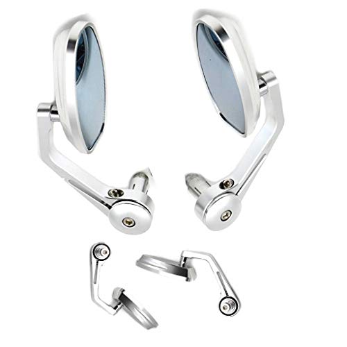 Image of Bike Handlebar Rear View Mirror Oval Shape End Adjustable Rotatable Stylish Handle bar Side Mirror Set of 2 PCs Chrome for Royal Enfield Classic 350
