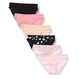 Amazon Essentials Braguita de bikini de algodón (disponible en tallas grandes) Mujer, Pack de 6, Flores Pequeñas/Floral/Mini Rayas/Multicolor, 44