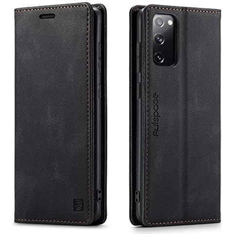 LOLFZ Wallet Case for Samsung Galaxy S20 FE 5G, Magnetic Flip Leather Case with RFID Block Card Slots Kickstand Shockproof Protective Cover Compatible with Galaxy S20 FE 5G - Black Cover
