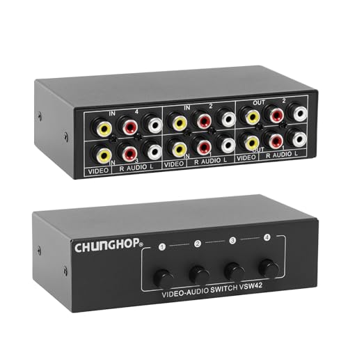 Multi Game System Connector AV Switch Box Composite Selector 4 Port RCA ...