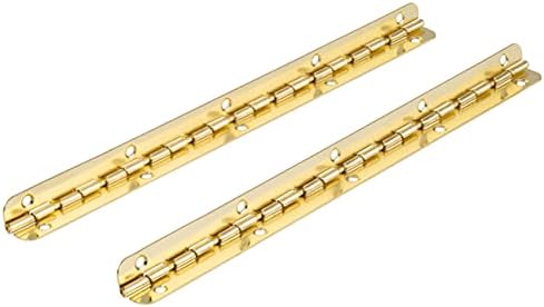 Long Brass Plated Piano Hinges | 7-1/2" Long | 90 Degree Stop | Pack of 2 | Humidor, Box, Case Hinges | DL-C1361-19010BPS (1)