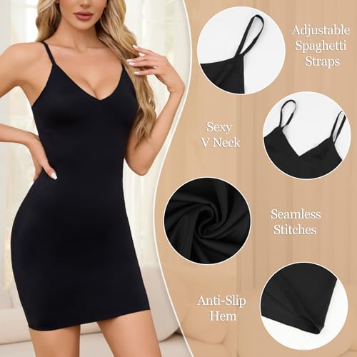 Image of MISS MOLY Shapewear Dress Slip for Women Full Slip Tummy Control Body Shaper Seamless Cami Dress with Adjustable Strap