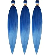 Midnight Blue Braiding Hair Pre stretched Kanekalon Knotless Braiding Hair for Braids(Packs of 3,...