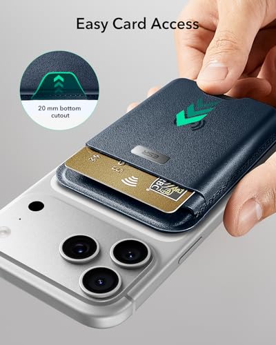 Image of ESR for MagSafe Wallet with Find My Functionality, 5 Cards Holder, RFID-Blocking, Strong Magnetic Wallet for iPhone, for iPhone 17e /17 /16 /15 /14 /13 /12 Series, Not for 13 /12 Mini,Dark Blue