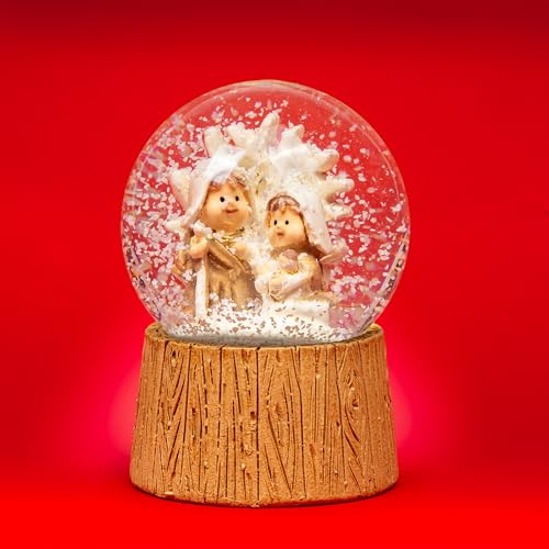 SIKORA SK28 Kleine Glas Deko Schneekugel Heilige Familie Weihnachten...