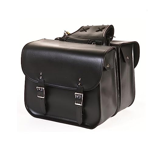 Alforjas para motocicleta de cuero con funda para arma para Softails Sportsters y Choppers, bolsas impermeables de equipaje (PVC negro - Estilo 2, sin tachuelas)