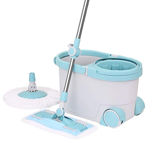 Cubo para fregona con Ruedas y Cesta Secadora de fácil escurrido, Mango telescópico, Cubo para fregona Giratorio de 360 ​​Grados La Belleza práctica Viene a Buscar la Felicidad Wisdom
