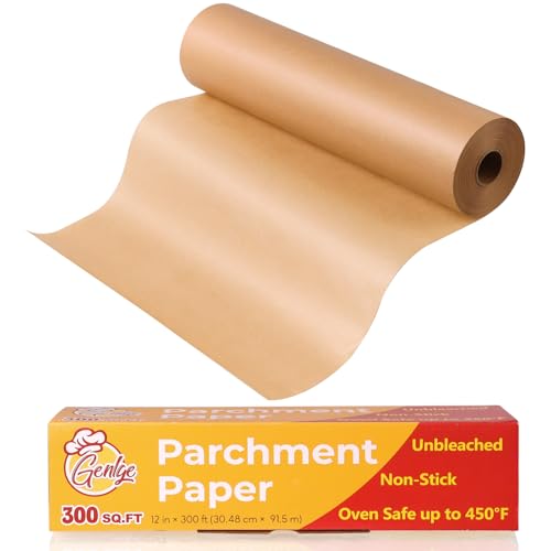Unbleached Parchment Paper Roll, Non-Stick Parchment Paper for Baking and Cooking, Oven Safe, 300 Feet x 12 Inches, 300 Total Sq. Ft.