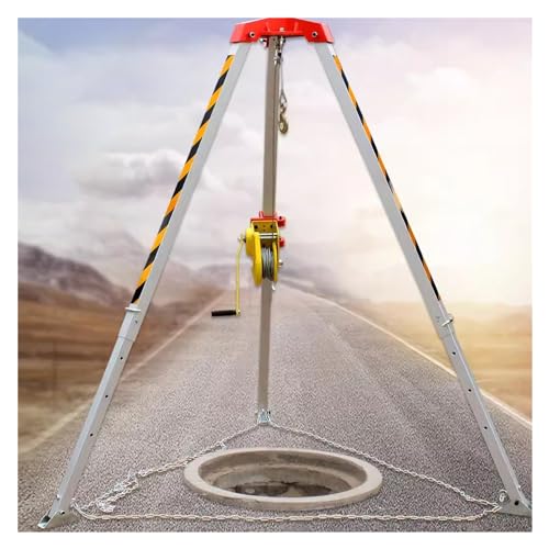LZMZMQ Road Rescue Confined Space Tripod Kit, High Places/Cliffs/Deep Well Rescue Safety Guards Device Aluminum, 4.4ft-7ft Adjustable Legs, with 1200lbs/1800lbs/2600lbs Winch (Size : 1200LBS Winch)