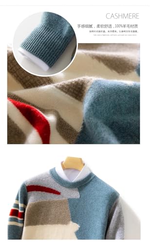 Men's Round Neck Wool Soft Sweater Irregular Patchwork Pullover Casual Large Size Top 5