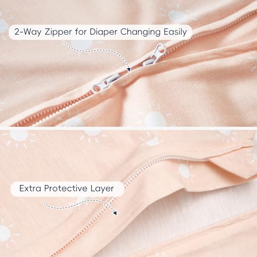 Image of PHF 2 Pack Baby Wearable Blanket 6-12 Months, Rayon Derived from Bamboo, Ultra Soft TOG 0.5 Baby Wearable Blankets with 2-Way Zipper, Medium Size, Rainbow