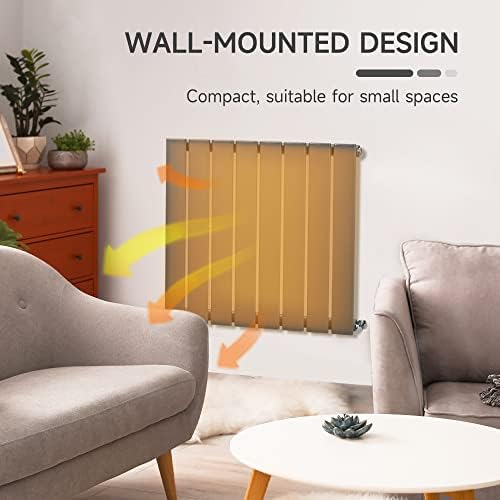 HOMCOM 600 x 600 mm Single Panel Vertical Designer Radiator, Water-filled Heater for Home, Space Heater, Quick Warm up Living room, Study, Garage, Grey