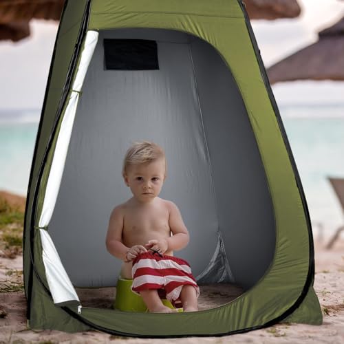 Image of ropoda Pop Up Tent 83 inch x 48 inch x 48 inch Upgrade Privacy Tent, Porta-Potty Changing Portable Changing Room Includes 1 Removable Bottom,8 Stakes,1Removable Rain Cover,1 Carrying Bag(Olive Green)
