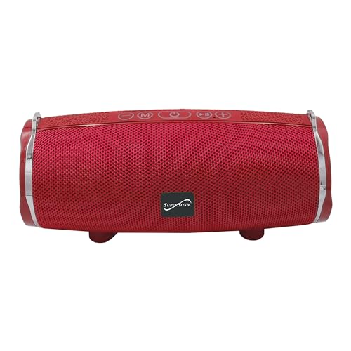 Supersonic SC-2322BT Portable Bluetooth Wireless Speaker Rich Stereo Sound, Extra Bass, Built-in Mic, USB/SD/AUX, FM Tuner, 14W Output, Rechargeable Battery, 4Hrs Play Time and10M Range (Red) -  Super Sonic Inc, SC-2322BT RED