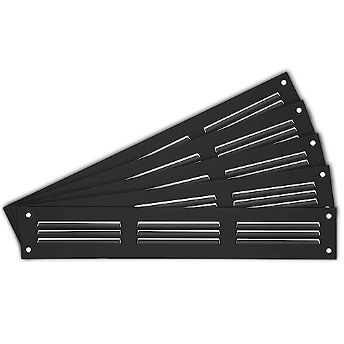 Repa Market 5-Pack Black Air Vent Cover 12" x 2" Inch (Outer Dimensions) - Steel Return Air Grilles - for Ceiling and Sidewall - HVAC - with Protection Screen (11.81" x 1.97" Inch)