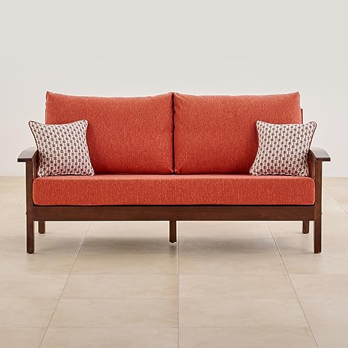 Image of Home Centre 2 Seater Abby Fabric Sofa| Fabric Sofa| (Rust Orange) |Two Year Warranty