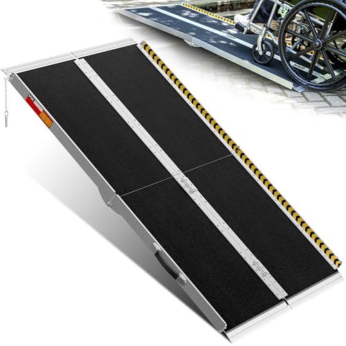 VNN Portable Wheelchair Ramp 5FT, Seamless Non-Slip Aluminum Door Threshold...