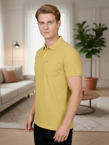 Image of Lux Cozi Men's Cotton Blend Polo T-Shirt with Chest Pocket | Collar T-Shirts for Men | Half Sleeves | Plain - Regular Fit (Pack of 1)