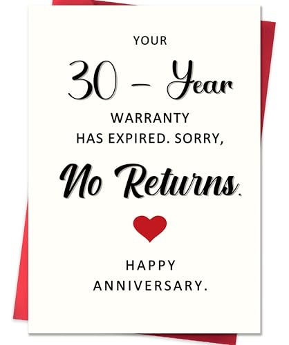 Smithtuy Funny 30th Anniversary Card,30 Year Wedding Anniversary Card Gifts for Husband Wife Couples Him Her,Pearl Anniversary Cards Gifts for Women Men