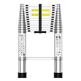 Telescoping Ladder,12.5 FT Extension Ladder, Heavy Duty 330lbs Max Capacity, Multi-Purpose Collapsible Ladder for RV or Outdoor Work