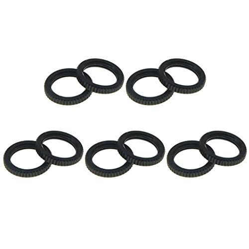 Dopro - Juego de 10 tuercas para interruptores de guitarra Switchcraft de 15/32 pulgadas, finas, moleteadas, LP, color níquel/negro/dorado