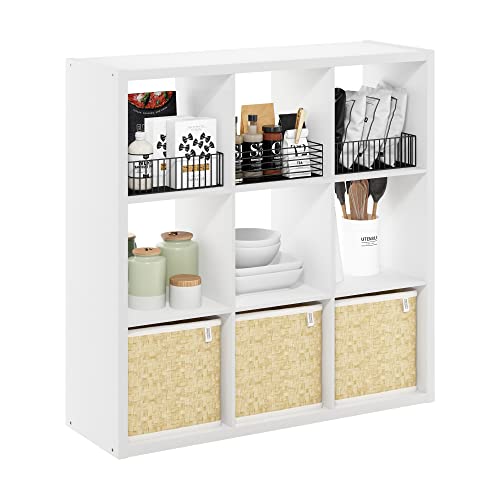 Image of Furinno Cubicle Open Back Decorative Cube Storage Organizer, 9-Cube, White