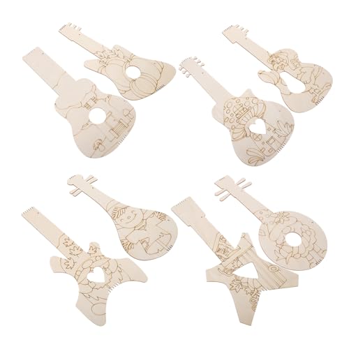 GALPADA 8個 秋 木製 カットアウト 音楽 楽器 クラフト 木製 カットアウト 装飾 ギター パーティー 装飾 DIY ギター クラフト