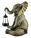 Things2Die4 Enchanting African Elephant Statue with Lantern- Adorable Porch and Garden Decor - 13.5 Inches High - Hand-Painted Outdoor Sculpture for Nature Lovers