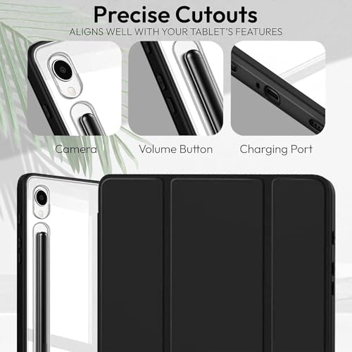 Image of reeto Smart Case for Samsung Galaxy Tab S9 /S9FE /S10FE | Auto Wake /Sleep | Shockproof Transparent Back Magnetic Stand Cover for Samsung Tab S9 11 inch /Tab S9 FE /Tab S10 FE 10.9 inch - Phantom Black