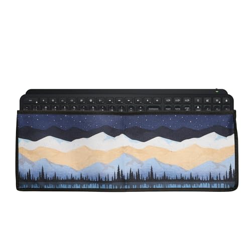 kwmobile Keyboard Dust Cover Compatible with Logitech MX Keys Wireless Cover - 46.6 x 14.8 cm Bluetooth Keyboard Protector - Starry Night Lake
