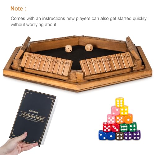 BIVOMON Shut The Box Juego de Mesa de Dados para 1-6 Jugadores miniatura 3