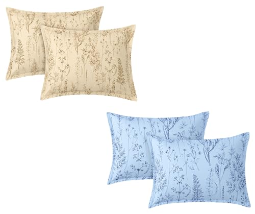 Image of RD TREND Glace Cotton Assorted Pillow Cover Set of 2 (4 Pcs) - Premium 210 TC, Standard Size 18 inchx28 inch | Soft & Breathable Floral Printed Pillowcases for Bedroom & Home |