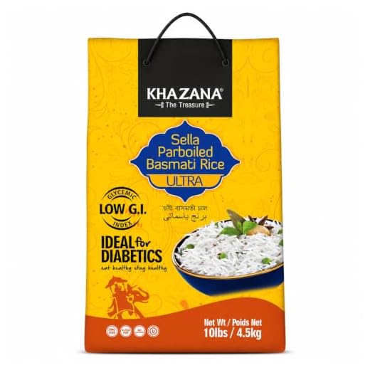 Khazana Premium Ultra Long Parboiled Basmati Rice - 10lb Ziploc Bag | NON-GMO, Gluten-Free, Kosher & Cholesterol Free | Aged Aromatic, Flavorful, Authentic Grain From India