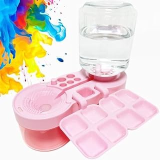 2025 Upgraded Paint Brush Cleaner, Kids Painting Station with Brush Washer, Water Cycle Watercolor Rinser Dispenser with Holder and Palette, Art Supplies Cleaning System for Children Adults