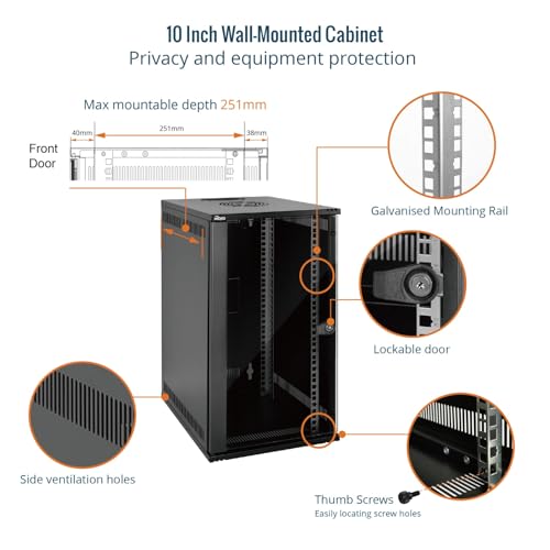 Armoire serveur 12U Tecmojo châssis mural robuste avec étagère et gestion câbles - 3