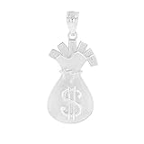 CaliRoseJewelry .925 Money Bag Filled with Cash Pendant (Sterling-Silver)