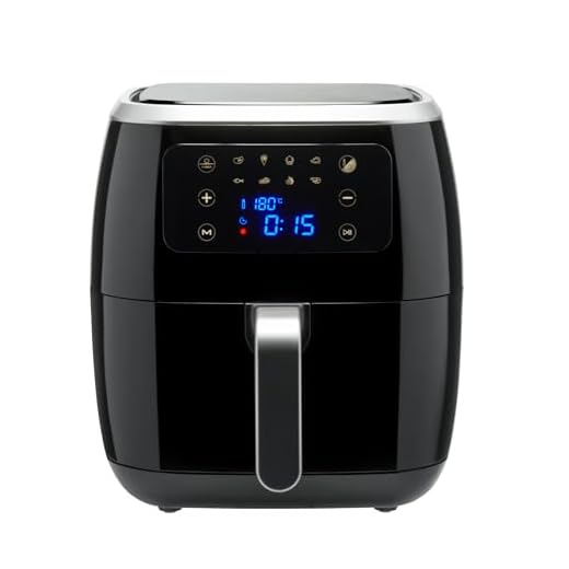 Friggitrice Ad Aria Amazon Basics - Friggitrice ad aria da 6 litri con touchscreen digitale e 8 programmi di cottura, Nero