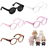 Plastic Doll Dress up Eyeglasses 5Pcs Doll Glasses Mini Glasses Fit Toy Accessories 5 Colors Compatible with 5.12 Inch Figures（Black,Pink,Purple,Leopard Print,White）
