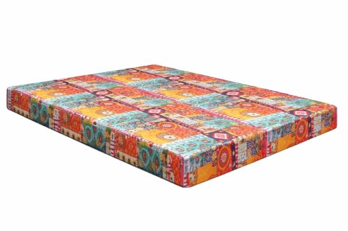 Image of Rosebell 6 X 6 Feet-Foldable Printed Four Seater Sofa Cum Bed, Washable Cover- Perfect for Home & Office, Guest Room - Multicolor