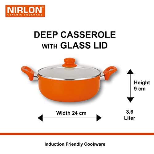 Image of Nirlon Ceramic Cookware Set, 5-Pieces, Orange (BT-CC-DT28-FP-K22-C-CT)