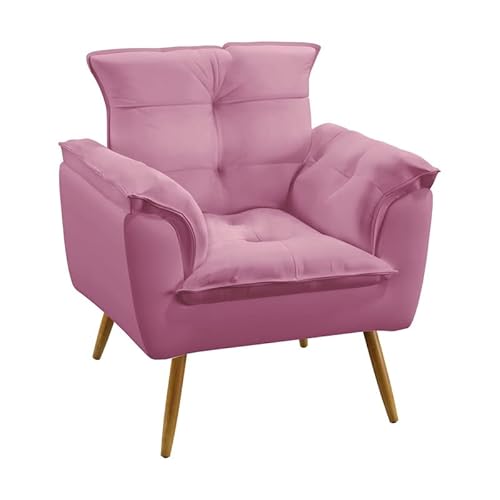 Kit Poltrona Namoradeira e 2 Poltronas Decorativas Beta Puff Solar Sued Rosê Aradecor