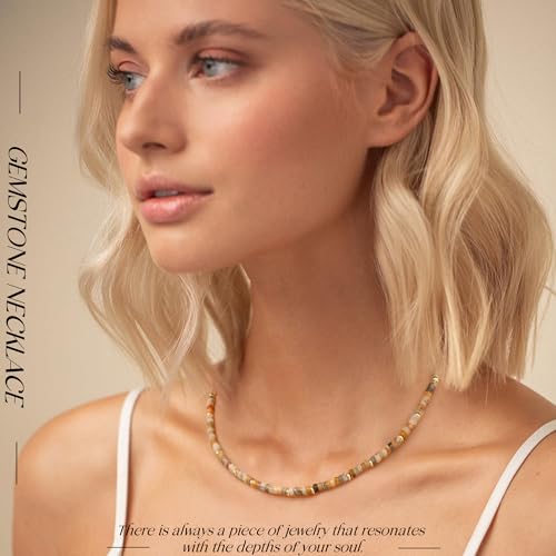 Choker Necklace for Women, Beaded Necklaces for Women Stocking Stuffers for Teens Teen Girl Gifts Gifts for Her Adjustable 14k Gold Gemstone Summer Anniversary Birthday Christmas Jewelry
