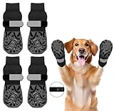 Double Side Non Slip Dog Socks to Prevent Licking Paws, Dog Shoes for Winter Cold Hot Pavement Dog Booties, Night Reflection Paw Protectors for Hardwood Floors Traction Control Indoor