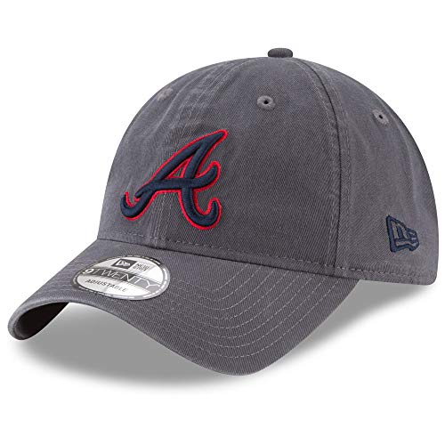 New Era Men Replica Core Classic Twill 9TWENTY Adjustable Hat Cap (Atlanta Braves (Graphite))