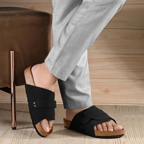 Image of Centrino Mens Cushion Sliders /Slippers| | Open Toe Design |Berkin-Style Slip-On Sandals | Lightweight & Comfortable | Arch Support | On-Grip Sole | Casual Outdoor Wear (6865)
