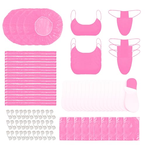 Image of 100 Pcs Tan Spray Tanning Essentials Kit: 20 Each Hair Nets, Nose Plugs, Sticky Spray Tan Feet Pads & Disposable Undergarments,Premium Quality Accessories for Salon