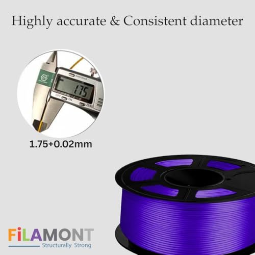 Image of FiLAMONT PLA Silk Filament 1.75mm, 3D Printer Filament, Shiny Silk 1.75 PLA Filament, 1kg(2.2Lbs) /Spool (Silk Purple)
