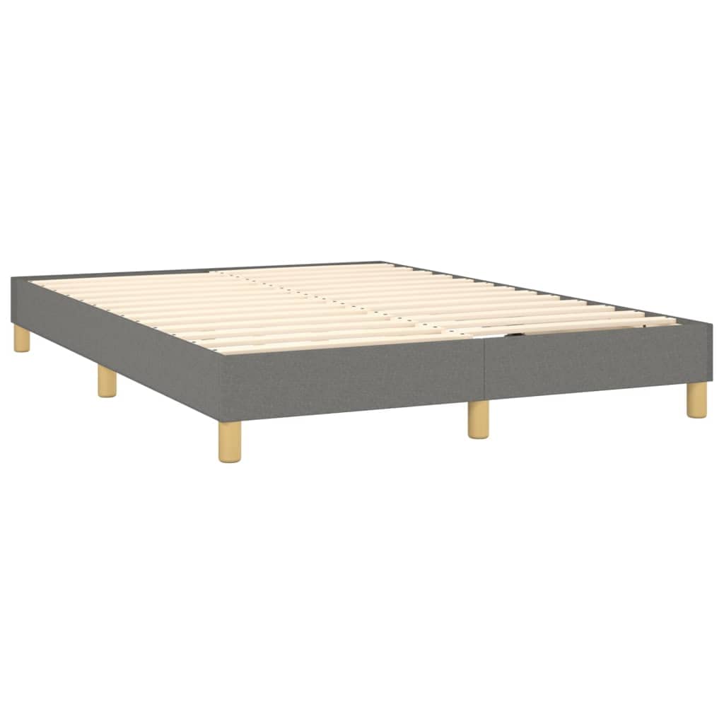 Łóżko kontynentalne z materacem ciemnoszarym, materiał 140 x 200 cm, ze stelażem i zagłówkiem, do sypialni, z materacem ze sprężynami kieszeniowymi i nakładkami